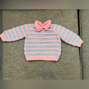 Hand knitted baby sweater for girls 0-6months.